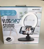 VlogCast Studio Foldable Phone Stand & LED Ring Light NIB Merkury Innovations