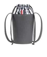 mini drawstring-top leather bucket bag One size dark gray