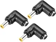 uxcell 3 Pcs DC Power Adapter,90 Degree Right Angle Female 5.5mm x 2.1mm to Male 5.0mm x 3mm Plug Tips with 1.2 Inch Wire for External Power Source