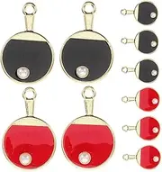 HANABASS 10pcs Mini Table Tennis Racket Charms Alloy Sports Dangle Pendants for DIY Jewelry Making Keychain Bag Decoration Durable Accessories for Creative Projects