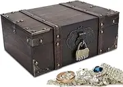 [TOUISEDGI] Wooden Storage Box, Decorative Vintage Style Trunks for Jewelry Keepsakes, Coin Collection, and Home Decor(6282-2302GK10-gray-combined Lock)
