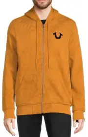 True Religion Men's Slant Zip Up Logo Hoodie Sweatshirt in Chipmunk Size S