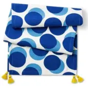 Tabitha Brown for Target Table Runner Blue Yellow Tassel Trim Table Linen