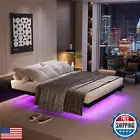 AGXI Floating Bed Frame with LED Lights and Charging Station, 10 Inch Floatin