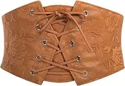 [SCARLET DARKNESS] Women's Renaissance Stretch Belt Lace Overlay Front Waist Cinch Belts