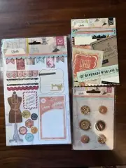Basic Grey Lucille Chipboard, Snippets & Buttons LOT