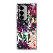 Galaxy Z Fold6 Clear Case Botanical burgundy purple pink green watercolor floral