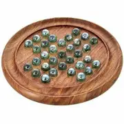 Wood Art Store Wooden Games Solitaire Board with Glass Marbles (Brown) UK