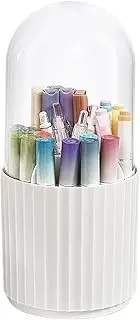 shpuuyy Cosmetic Brush Holder 360° Cosmetic Brush Organizer Nonslip 5 Slot Makeup Brushes Cup Pen Holder With Dustproof Clear Lid
