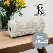 3MM macrame Braided cord NATURAL Cotton Rope Yarn Craft Supplies Australia
