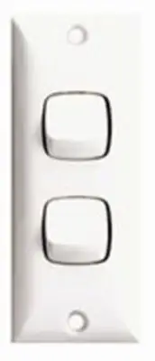 HPM STANDARD VERTICAL ARCHITRAVE SWITCH 2-Gang 10A 240V 2-Way Flush Mount WHITE