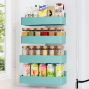 Magnetic Spice Rack for Refrigerator, Kitchen Organizer and Storage Shelf, Blue