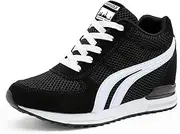 AONEGOLD Women's Platform Sneakers Wedges High Top Lace Up Shoes Increase Fashion Sneakers for Womens Girls