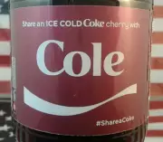 Share A Coke Cherry With Cole 2017 Limited Edition Coca Cola Bottle