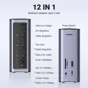 Ugreen USB C 8K HD Triple Display 12 in 1 HDMI Docking Station Hub 1000Mbps