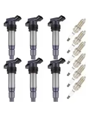 6pc For 3.0L L6 Volvo S60 S80 V70 XC70 3.2L XC90 Ignition Coil Spark Plug