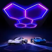Remote Hexagon LED Ceiling Light RGB DIY Shaped Detail Lights for Garage Bar