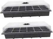 CAXUSD 2Pcs Plant Germination Trays with Lid Durable Plastic Seedling Starter Boxes for Growing Microgreens Salad Leaves and Clones Strong Breathable Design for Home