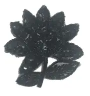 2 pcs Black Sunflower Floral Beaded Sequined Sew-On Applique Craft Patch Vintage