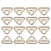 0.79" Adjuster Triangle with Bar Swivel Clip D Dee Ring Buckle, 16Pcs Gold