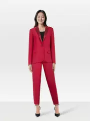 Cherry Red Wool Blazer & Trouser Set