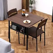 Iris Plaza SWD-700 Steel Wood Dining Set, for 2 People, 3-Piece Set, Dining Table, 27.6 inches (70 cm), 1 Piece, 2 Chairs, Walnut/Black, Storage Included, Woodgrain Style, Stylish, Compact, Assembly
