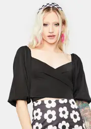 Night Perfect Poetry Puff Sleeve Crop Top