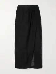 [Lisa Marie Fernandez] Lisa Marie Fernandez - Pleated Crinkled Linen-blend Gauze Pareo - Black - 4 4 Black