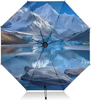 [PDZRMY] UV Protection Travel Umbrella Lake Landscape Moutain Compact for Rain and Sun - Auto Open and Close UPF 50+ Windproof Portable 46” Sun Umbrella for Women and Men