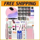 Complete Acrylic Nail Kit with Accessories: Glitter, Brush, & Drill for Home Use