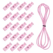 25 Pcs Double Hole Cord Locks with Elastic Cord, Light Purple