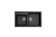 CARYSIL Vivaldi N200 Granite Kitchen Sink - 860 x 500mm Double Bowl - Deep Black - Top/Under Mount