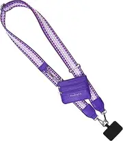 Save the Girls Fun Dots Clip and Go Phone Strap (Dark Purple/Light Purple - Dark Purple Pouch) - Crossbody Phone Strap Chain with Zipper Wallet Pouch – Phone Lanyard Zippered