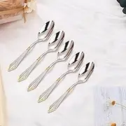 Tea Spoon Dessert Spoons 5.5" 3/4/5/6 PCS Gold Plated 18-10 Stainless Steel Coffee Spoon Dishwasher Safe Glossy Silver Dessert Espresso Tea Spoon Set 5PCS-Gold Plate