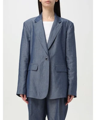 Liu Jo Linen Viscose Blazer Relaxed Fit Women Gnawed Blue Suits