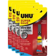 4x UHU Instant Gel Super Glue 3G Ultra Fast