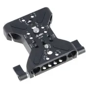 Universal Dual 15mm Rod Clamp Baseplate 1/4"-20 &3/8"-16 for Camera Cage Rig