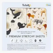 TotAha Premium Stretchy Changing Pad Cover, Buttery Soft Diaper Changing Pad Covers for Girls Boys, Super Stretchy Jersey Knit Changing Table Covers, 2 Pack Safari