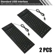 2X Keyboard Rubber Flexible Silicone USB Roll Up Folding Waterproof Silent Key