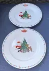 Set of 2 Christmas Rudolph the Red Nosed Reindeer & Santa Dinner Plates New!