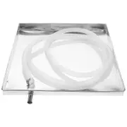 1 Set of AC External Unit Drip Tray Air Conditioner Drip Pan Leak Proof Drip Tray with Water Outlet Pipe Silver 40.00X40.00X3.50CM