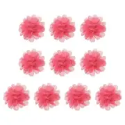 10Pcs 2.8" Chiffon Flowers Fabric Flower Sewing Fabric Appliques Neon Pink