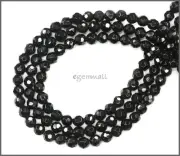 15.5" Black Onyx Faceted Round Beads 4mm #58055