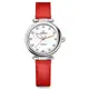 TITONI 梅花錶 炫美時尚之約械錶女錶-珍珠貝x紅錶帶/33.5mm 23978S-STR-622
