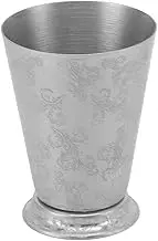Stainless Steel Mint Julep Cup Elegant Vintage Cocktail Glass for Moscow Mule Gin Tonic Rum Coke Professional Bartenders Home Use 304 Stainless Steel 225g (Leaf Texture)