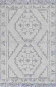 Diego Ornamental Light Grey Wool Rug