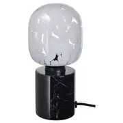 MARKFROST / MOLNART table lamp with light bulb, marble black/tube-shaped white/clear glass