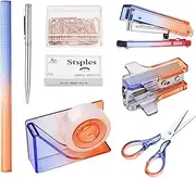 8PCS Office Supplies Stationery Acrylic Desktop St er e Dispenser Scissors Set Includes Paper Clip St e Remover Ruler Pen and 1000PCS St ES for Students Businessman Studio