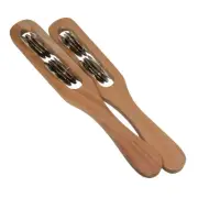 Wood Hand Shakers w/ Tambourine Percussion Jingles