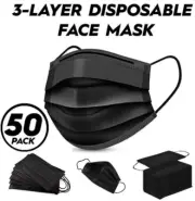 Black 3 Layer Disposable Face Mask Non Medical Surgical MOUTH COVER